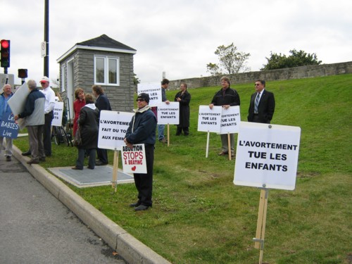 Pro-life demonstrators against Morgentaler's Order of Canada